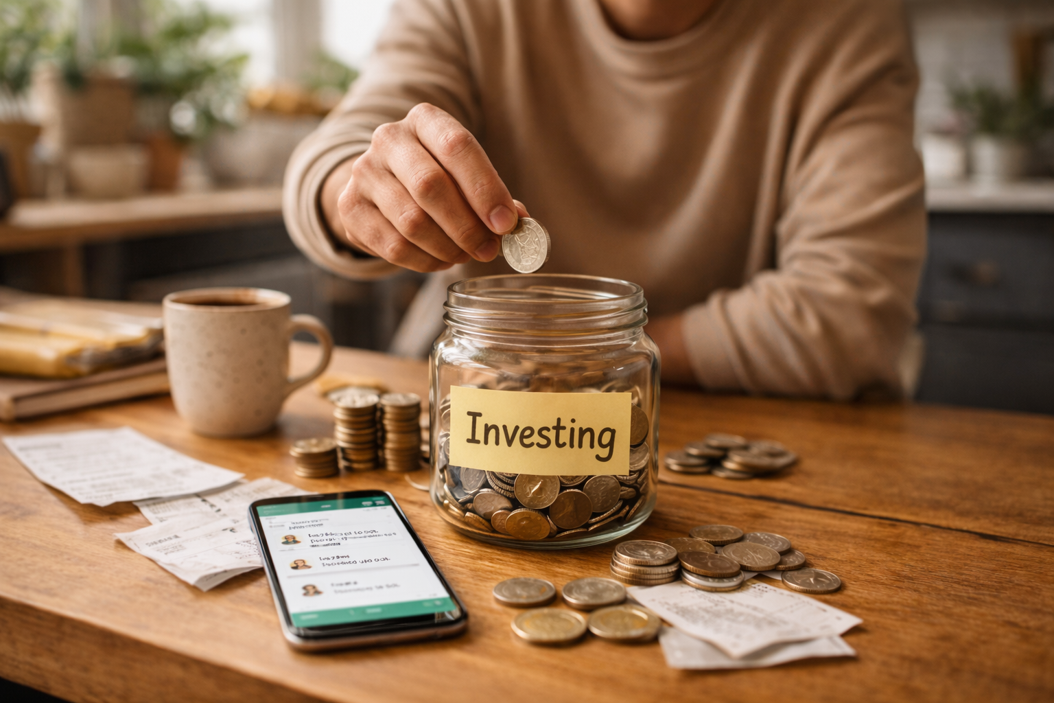 Round up spare change illustration